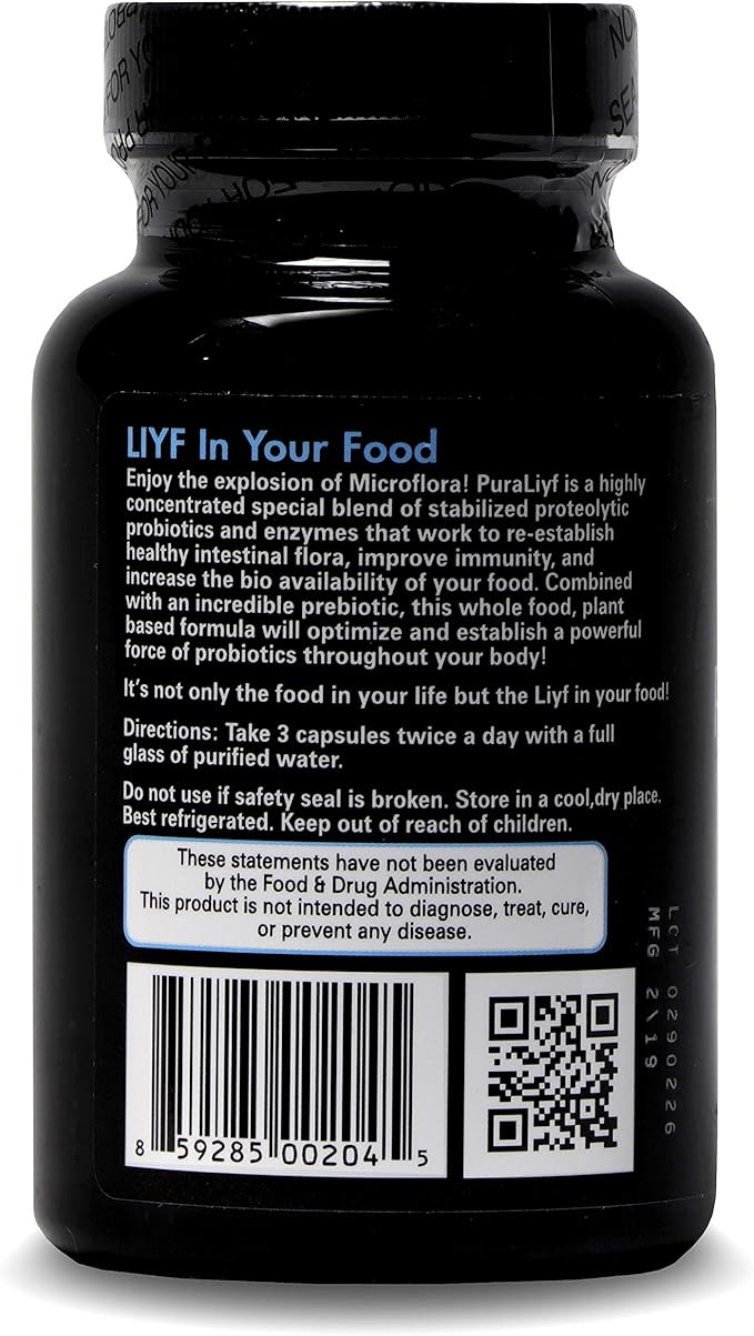 PuraDyme PuraLiyf Digestive Enzymes with Probiotics 180 Capsules