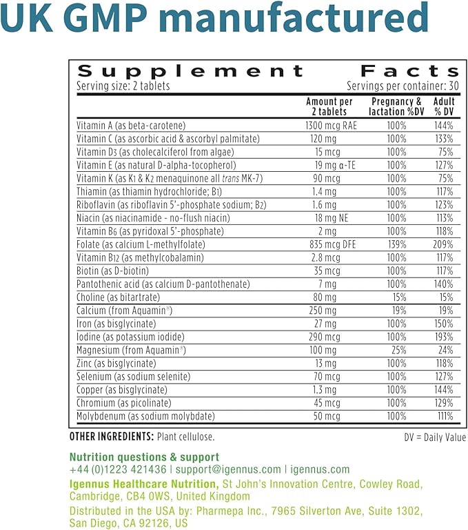 Methylated Prenatal Multivitamin, Folate for MTHFR, 6 x 60 Tablets,