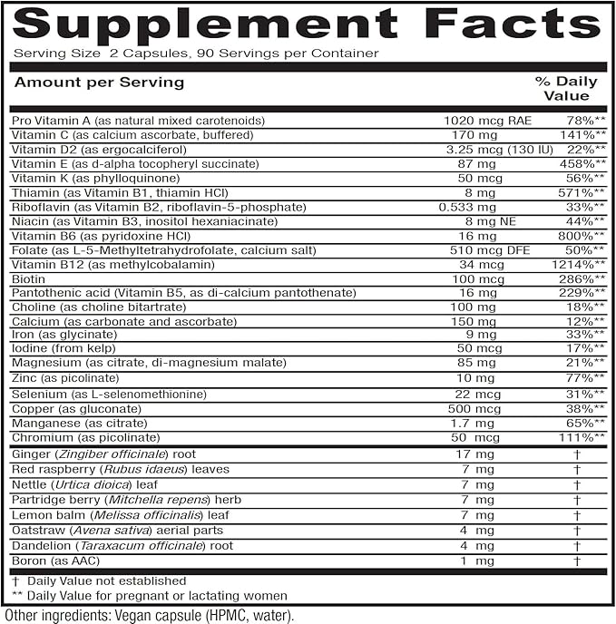Vitanica Maternal Symmetry, Prenatal and Postnatal 180 Capsules