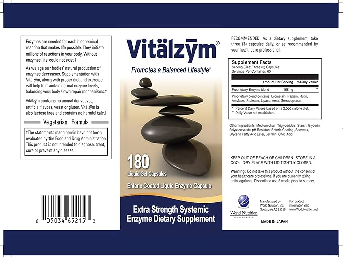 Proteolytic Systemic Enzymes Liquid Gel Capsules (180 Capsules)