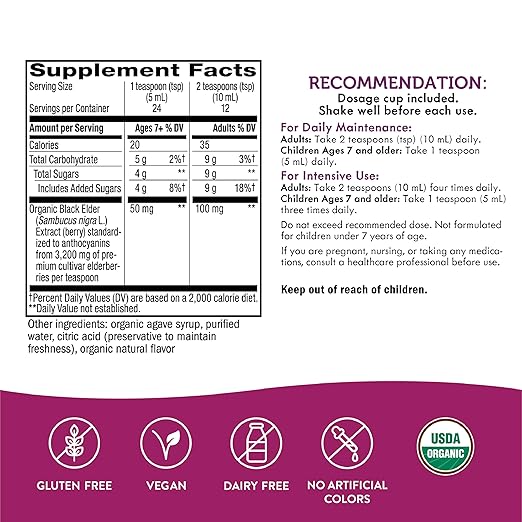 Nature's Way USDA Organic Sambucus Elderberry 4 Ounce