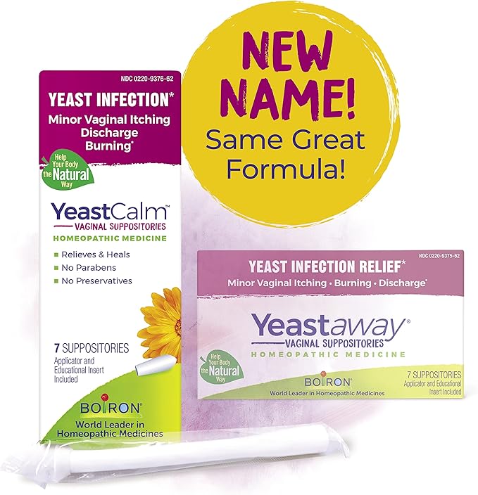 Boiron YeastCalm Homeopathic Suppositories for Yeast Infections, Burning, Discharge, and Minor Vaginal Itching - 7 Count