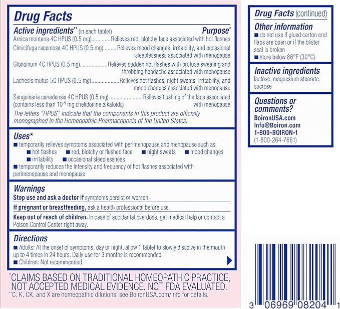 Boiron Cyclease Menopause Relief Tablets, White, 60 Count