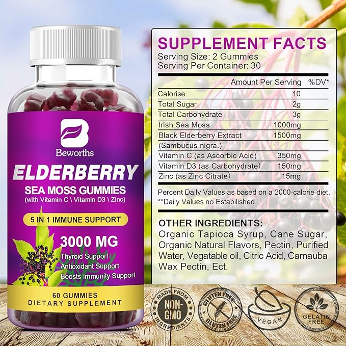 Elderberry Gummies & Irish Sea Moss, D3, Multivitamin