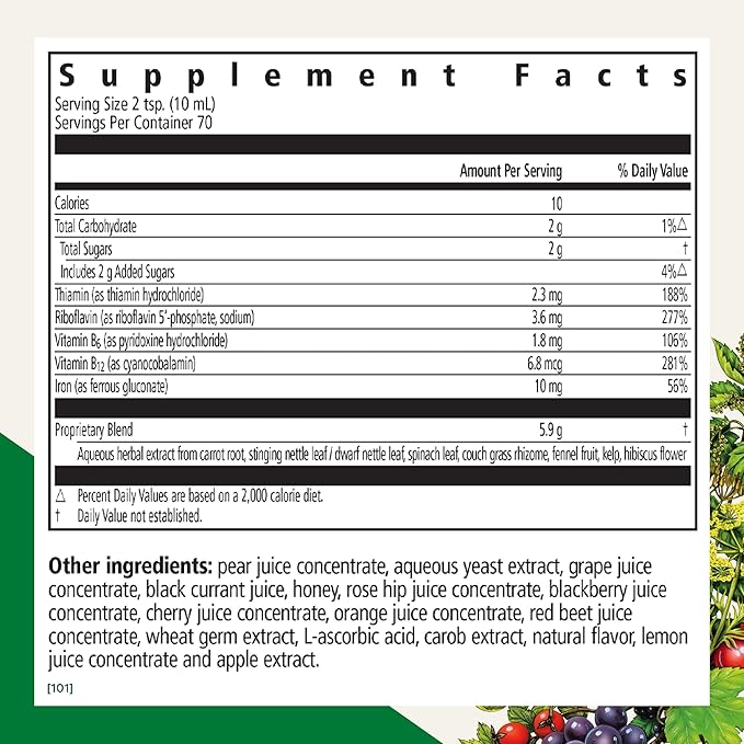 Floradix by Salus Iron & Herbs - Liquid Herbal Supplement for Energy Support - Iron Supplement with Vitamin C & B Complex Vitamins - for Men & Women - 23 oz