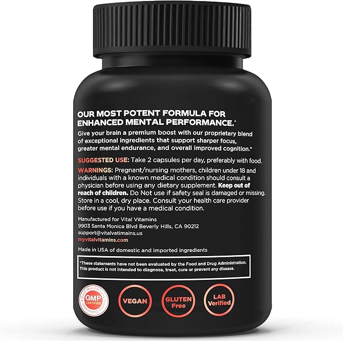 Vital Vitamins Brain Supplements for Memory 60 Coun