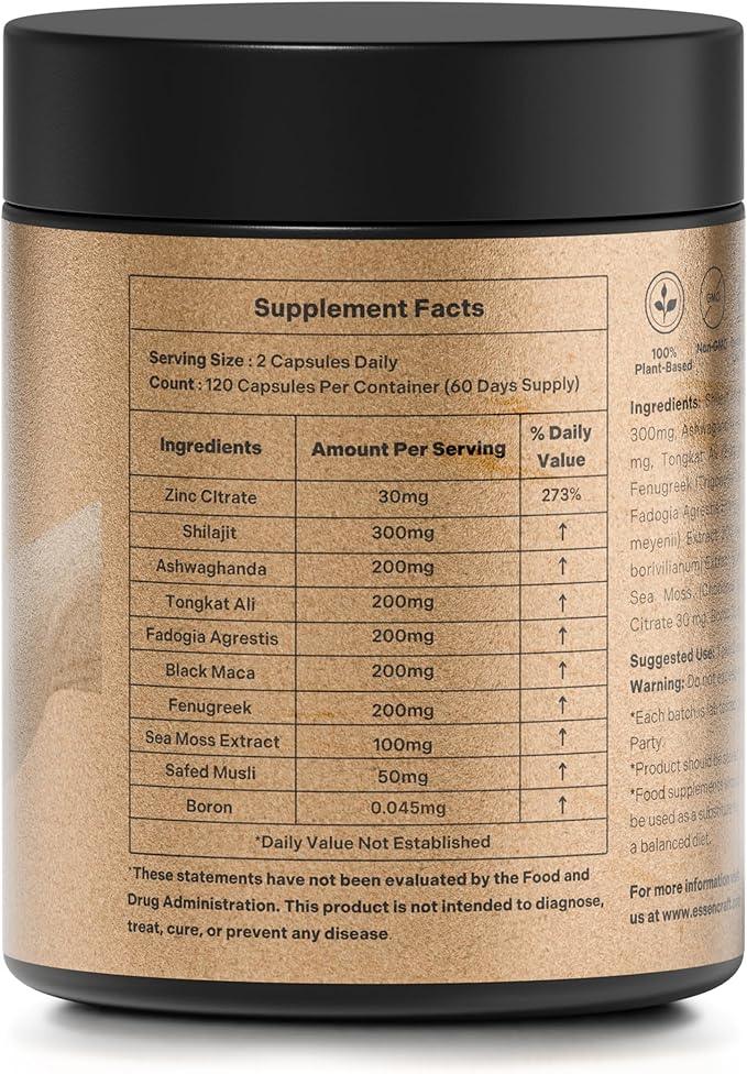 ATLAS X 10-in-1 Masculinity Maximiser Supplement for Men - Energy, Strength & Vitality Capsules with Shilajit, Ashwagandha, Zinc, Safed Musli, Tongkat Ali, Black Maca, Fadogia Agrestis, 2 Month Supply