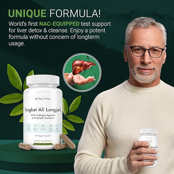 Potent Longjack - Tongkat Ali & Fadogia Agrestis Supplement for Men & Womens Energy, T Support, Lean Muscle Growth & Recovery, Hormonal Balance, Pre-Workout with Vegan NAC Liver Detox & Cleanse