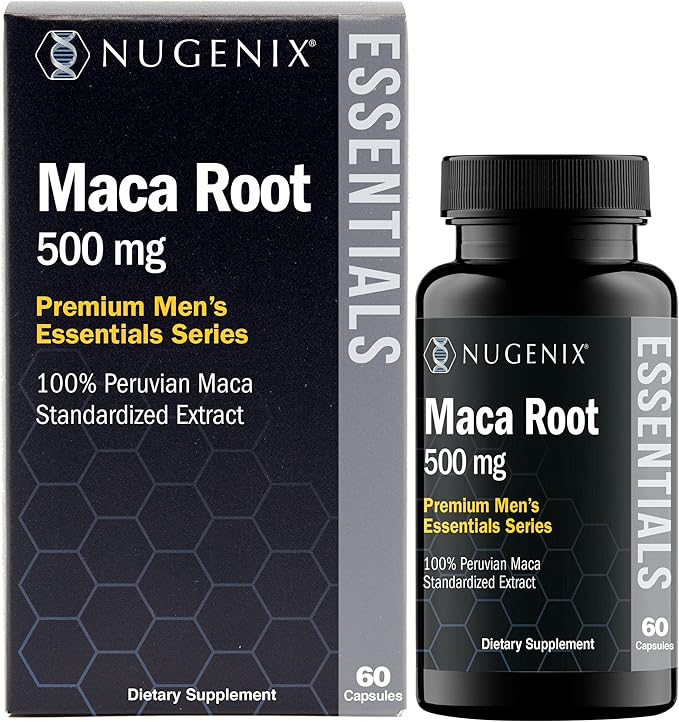 Nugenix Essentials Maca Root Powder Capsules 100% Peruvian 60 Count