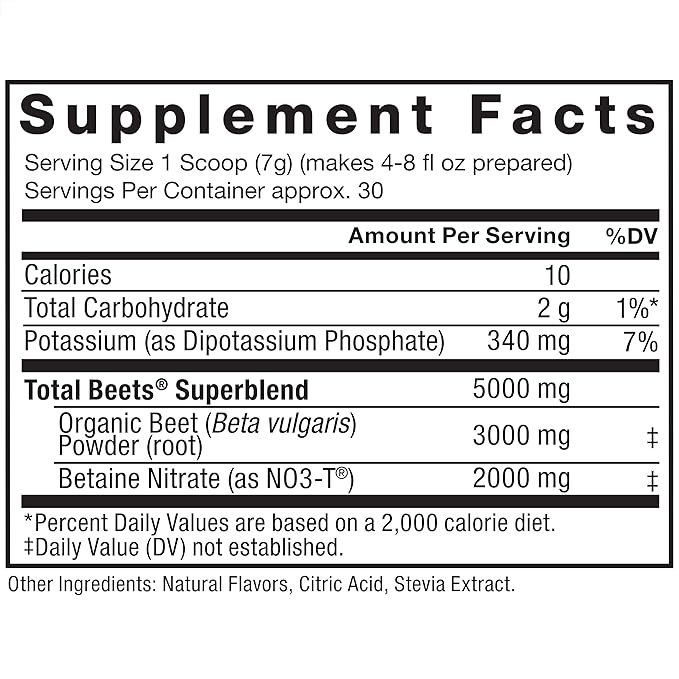 Force Factor Total Beets Drink Mix Superfood Powder with Nitrates to Support Circulation, Nitric Oxide, Energy, Endurance, and Stamina, Cardiovascular Heart Health Supplement, 90 Servings, 3-Pack