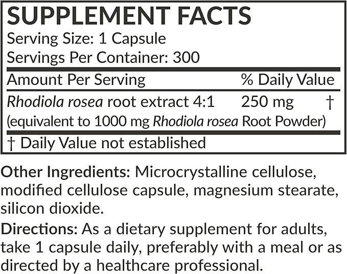 Futurebiotics Rhodiola Rosea 1000 MG Adaptogenic 300 Vegetarian