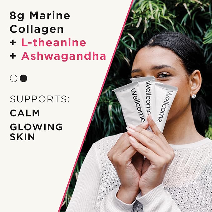 Wellcome Tart Cherry Vanilla Marine Collagen Protein Bar with Ashwagandha and L-Theanine - Adaptogenic Snack Bar - Dairy Free Health Bar for Functional Active Lifestyle (Pack of 12)