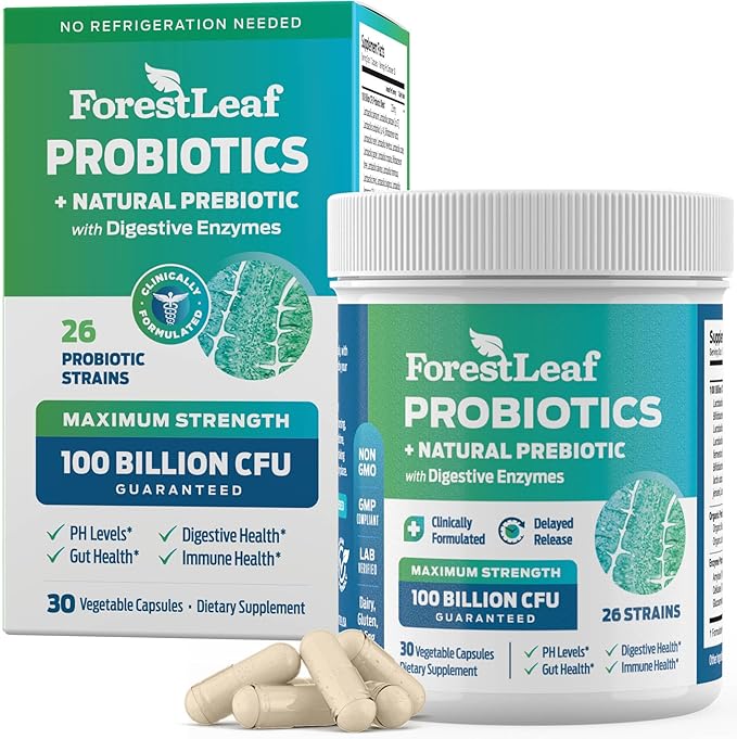 ForestLeaf Clinically Studied Probiotics 100 Billion 26 Strains 30 Capsules