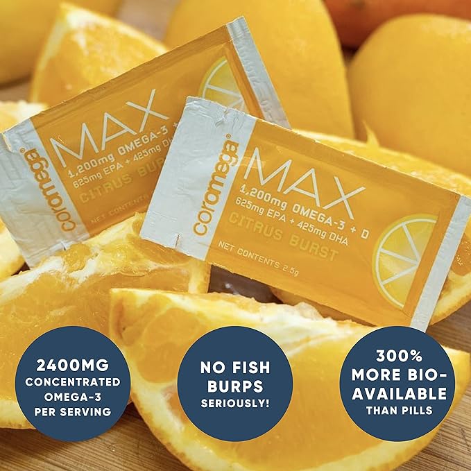 Coromega MAX High Concentrate Omega 3 2400mg Omega-3s Omega-3s with 3X Better 30 Single
