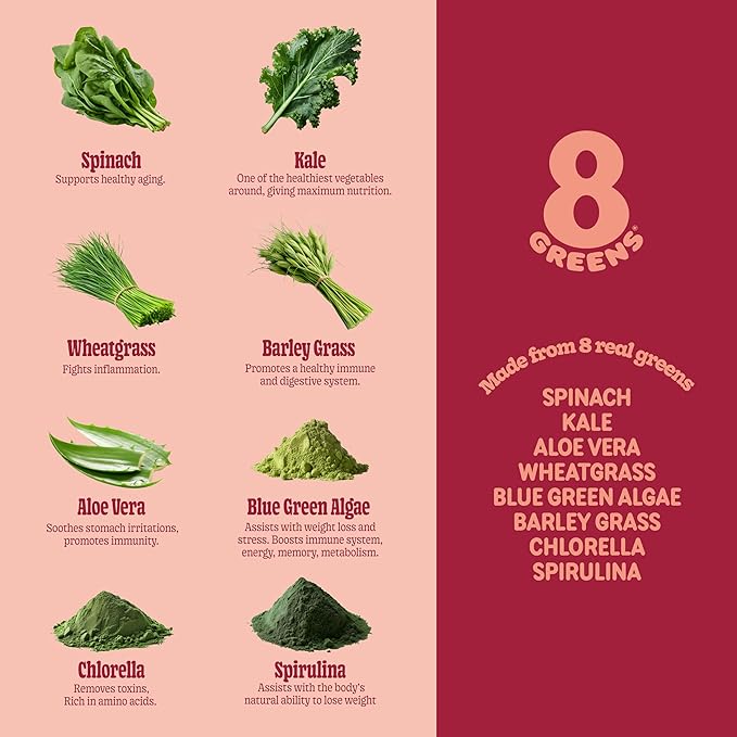 8Greens Supergreens Gummies | Super Greens Powder Superfood Gummy for Metabolism, Immunity & Focus, Digestive Health Enzymes, Organic: Chlorella, Spirulina, Aloe Vera, Peach Flavor, 200 Count