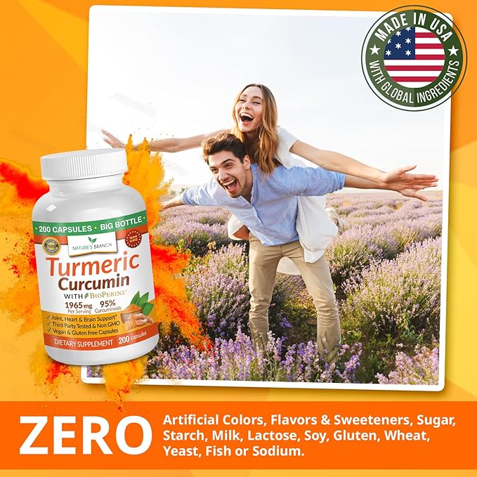 Turmeric Curcumin with Black Pepper BioPerine ๐ฎ๐ฌ๐ฌ ๐๐๐ฃ๐ฆ๐จ๐๐๐ฆ 1965mg Joint