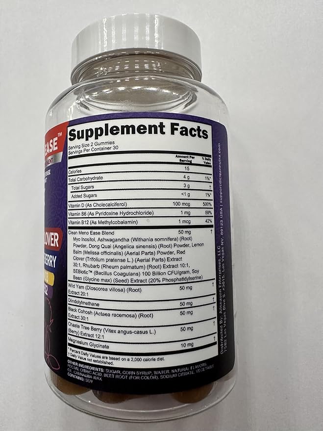 Menopause Supplement for Women Gummies with Black Cohosh, Wild Yam, DIM, Magnesium, Red Clover Chasteberry for Hormone Balance Relief Night Sweats Mood Plus Bergamot, Vitamin D3, Vitamin B6 B12