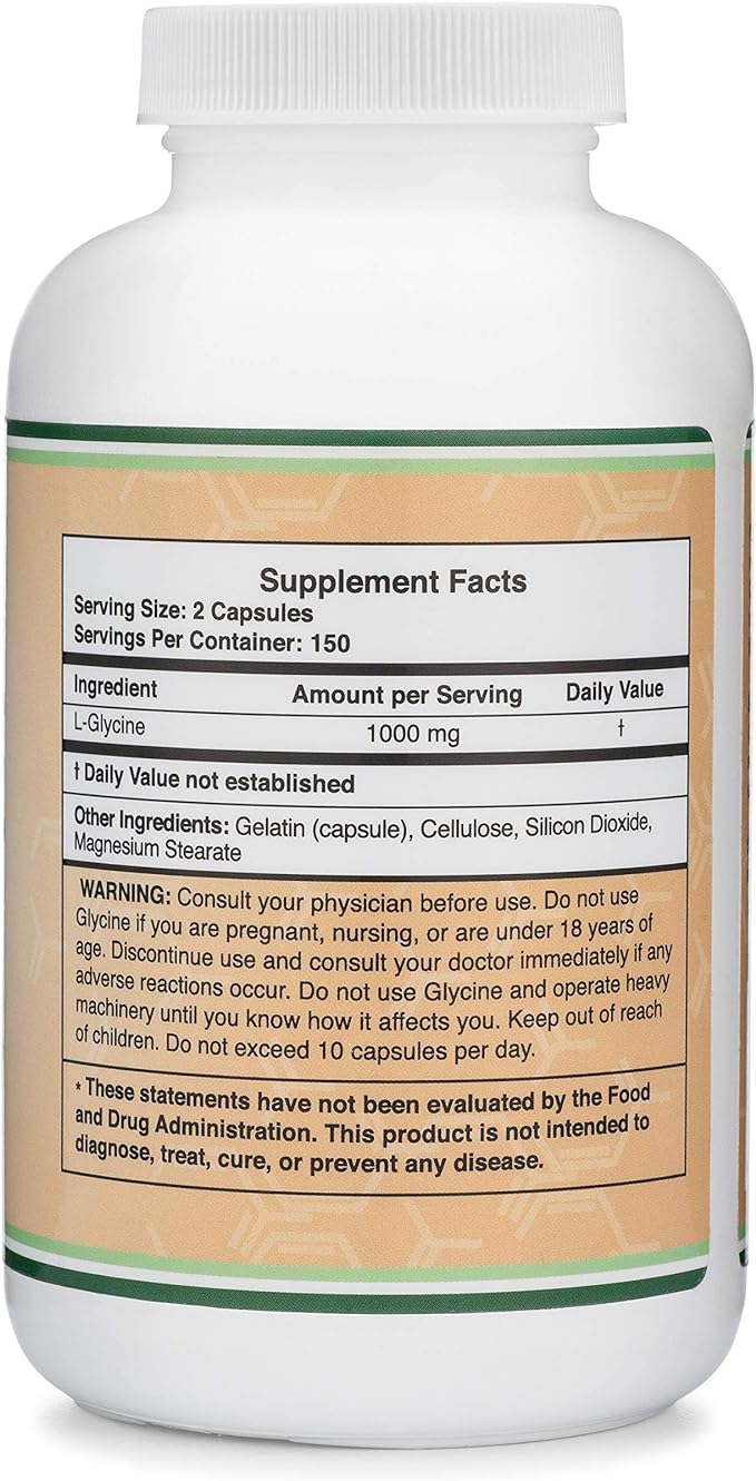 Glycine Supplement - 1,000mg Glycine Powder (300 Capsules)