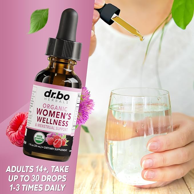 Hormone Balance for Women & PMS Relief - Women's Wellness Organic Hormonal Balance Supplements Liquid Drops & Menstrual Cramp Period Support - Raspberry Leaf, Chasteberry, Black Cohosh Supplement 1 Oz