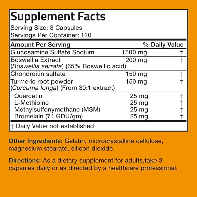 Bronson Glucosamine Chondroitin Turmeric & MSM 360 Capsules