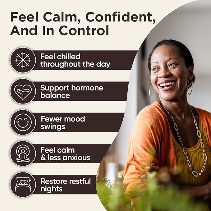 BB Company CalmAgain Menopause Support, Relief & Hormone Balance - Nervousness Relief, Mood Support, Hot Flashes, Night Sweats - Feel Calm - Antioxidant Rich Siberian Rhubarb, Sage, Saffron (30 Ct)