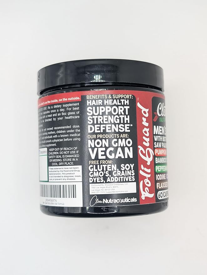 Hair Growth Supplement for Men | Biotin Collagen Keratin Saw Palmetto Iron Pumpkin Ginseng Bamboo Silica Rosemary Peppermint Selenium Iodine Flaxseed Horsetail Vitamin A C D3 E B12 by Clean Nutra (1)
