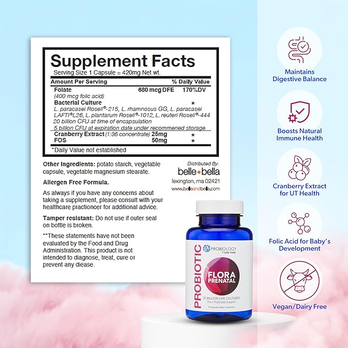 belle+bella Probiology Flora Prenatal Capsules 30 Caps