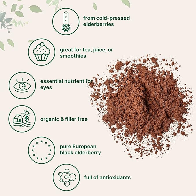 Organic Elderberry Juice Powder, 4oz 100% Natural