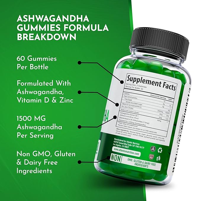 Ashwagandha Gummies - 1500MG Ashwagandha Per 60 Gummies