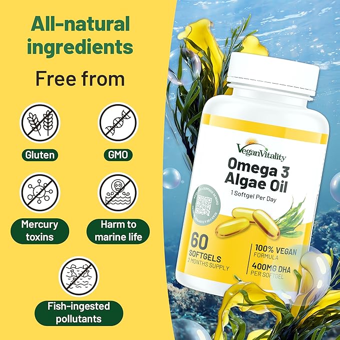 Vegan Vitality Vegan Omega 3 Supplement 60 Plant 3 Oil