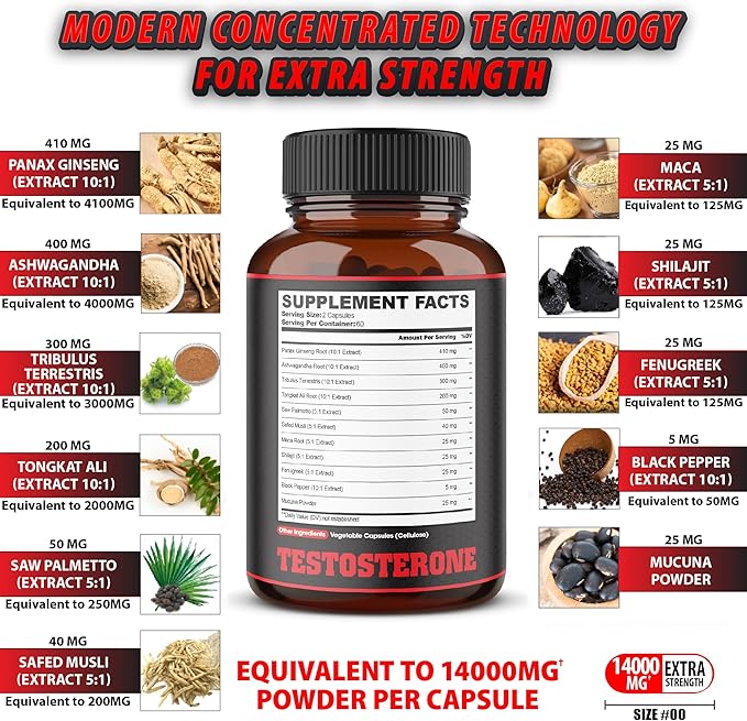agobi 11in1 Testosterone Supplement for Men 14000mg Equivalent 120 Vegan 2 Months