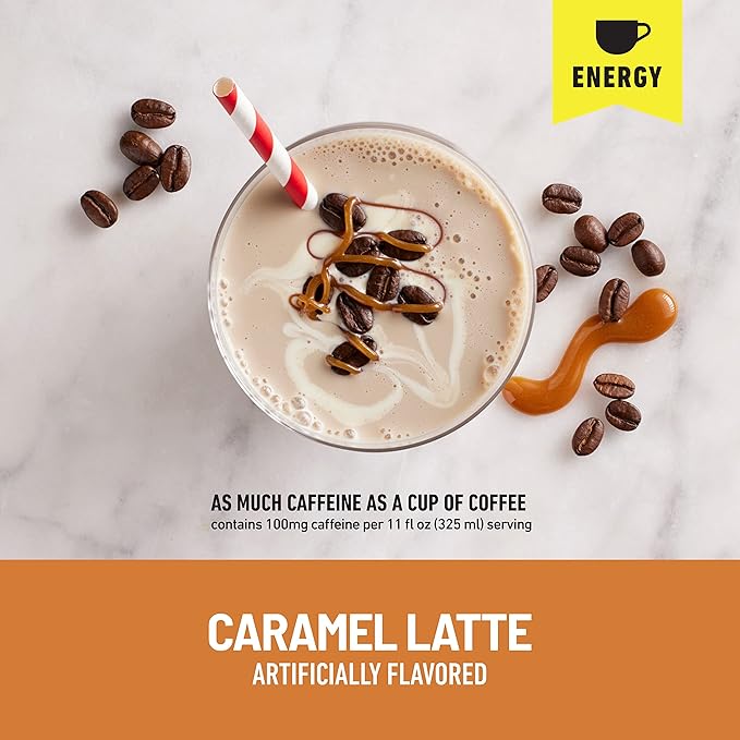 SlimFast Advanced Energy Caramel Latte Shake 20g of 11 fl. 4 Count
