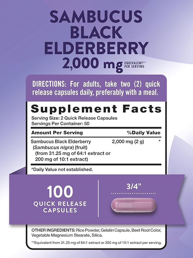 Nature's Truth Black Elderberry Capsules 100 Count