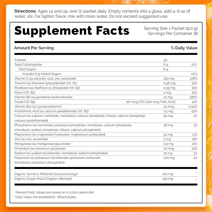 Emergen-C Citrus-Ginger Fizzy Drink Mix, Turmeric 18 Count