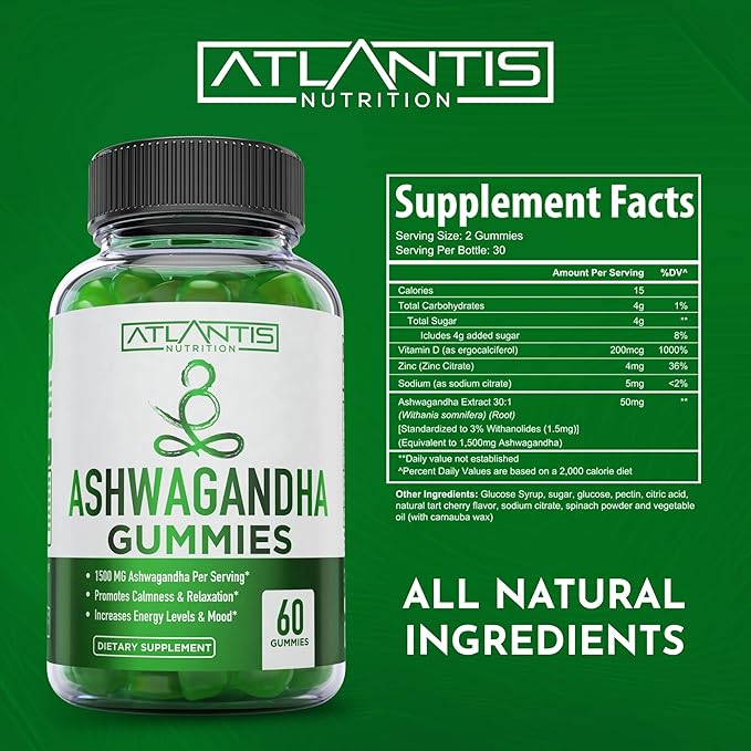 Ashwagandha Gummies - 1500MG Ashwagandha Per 60 Gummies