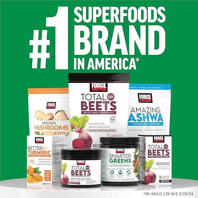 FORCE FACTOR Smarter Greens Superfoods Powder, 2-Pack, Supports Digestion and Bloating, Immunity, and Energy, Greens Powder with Probiotics, Digestive Enzymes, Antioxidants, and Fiber, 60 Servings