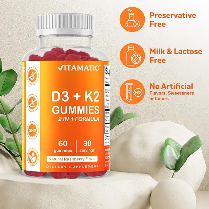 Vitamatic Vitamin D3 K2 Gummies 60 Count