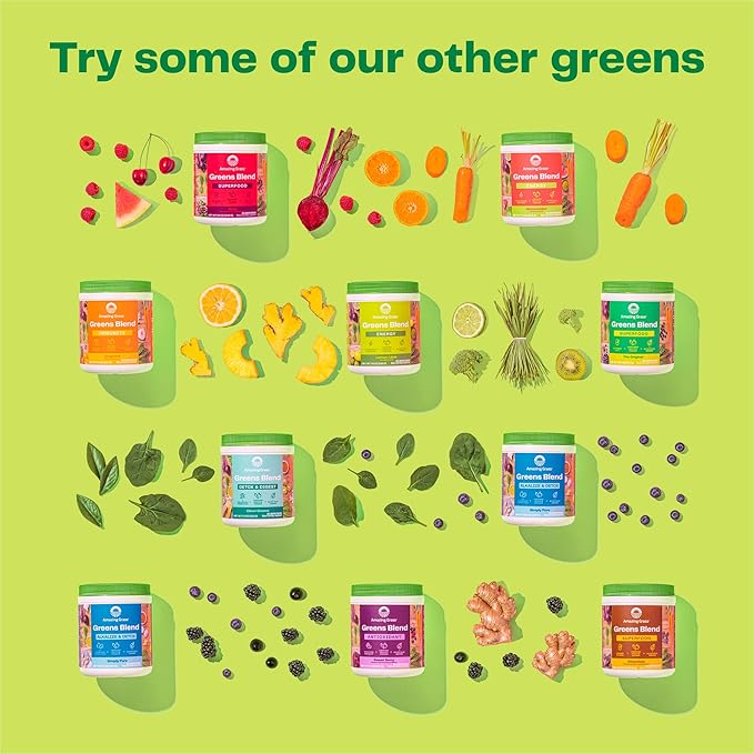 Amazing Grass Greens Superfood for Immune Support: Greens Powder with Organic Spirulina, Chlorella, Beet Root Powder, Digestive Enzymes & Probiotics, Elderberry, 30 Servings