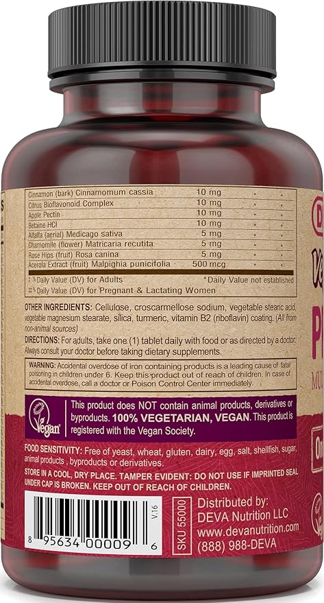 DEVA Vegan Vitamins Prenatal Multivitamin & Mineral 90 Vegetarian 2