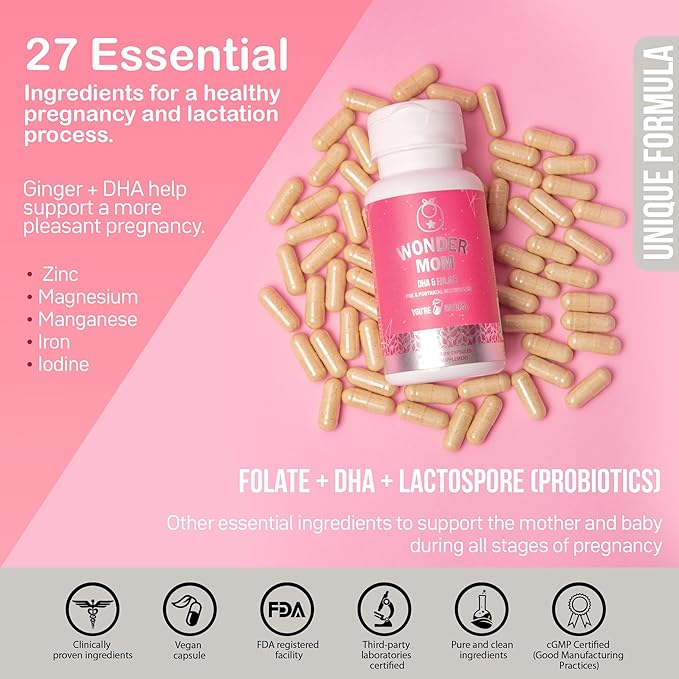 Premium Prenatal & Postnatal Vitamins: Folate, B12, Multivitamin 30 Days