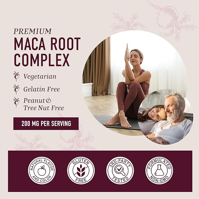 Maca Root Gummies with Natural Peach Flavor 200MG Extra 60 Gummies