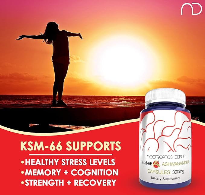 Nootropics Depot KSM-66 Ashwagandha Capsules 300mg | 180 Count