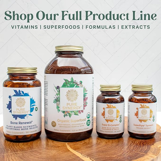 PURE SYNERGY Superfood Capsules | Organic Superfood & Greens Supplement | Whole Food Capsules with Super Greens, Spirulina, & Mushrooms | for Energy, Healthy Aging & Immune Health (270 Capsules)