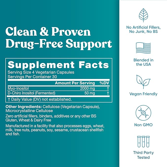 Regulate Cycle Support – Hormone Balance for Women at Optimal 40:1 Myo-Inositol & D-Chiro Inositol – Supplement for Period Consistency, Menstrual & Ovulation Support – 120 Vegan Soft Capsules