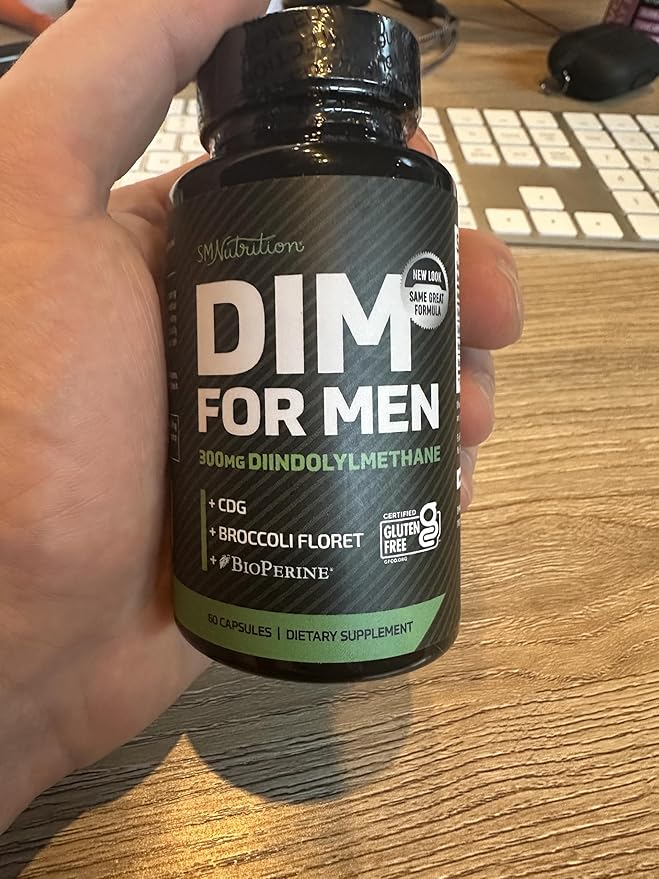 DIM 300mg For Men, Estrogen Blocker & Aromatase Inhibitor | Extra Strength Men’s Hormone Balance & Wellness Support Supplement with Diindolylmethane Plus CDG & Sulforaphane | Gluten-Free | 60 Ct.