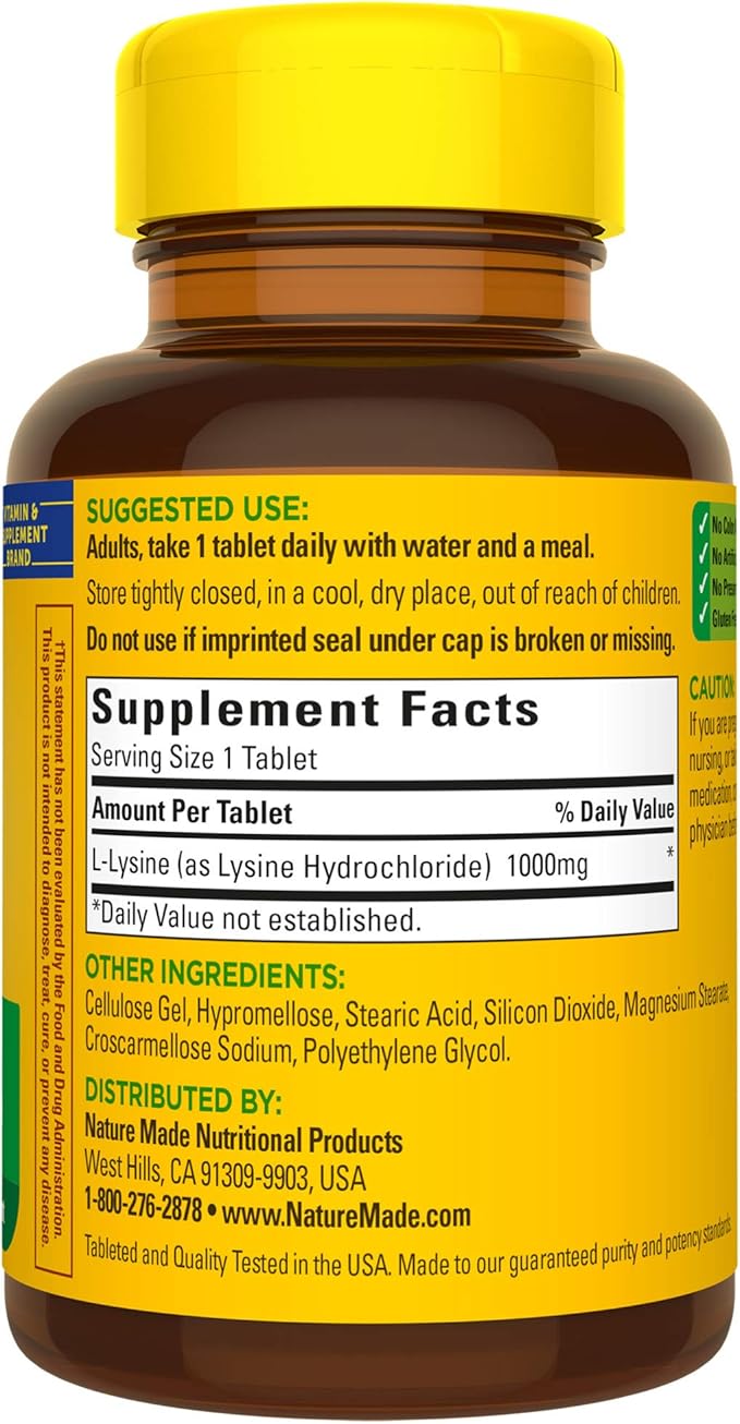 Nature Made Extra Strength L-Lysine 1000 60 Count