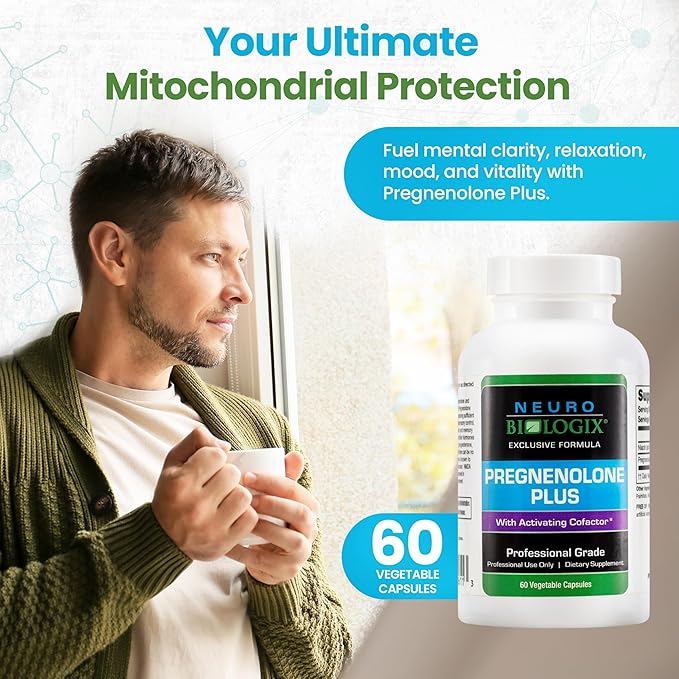 Pregnenolone Plus - Optimal Pregnenolone Supplement for Women to Support Energy, Mood & Mental Clarity - Promotes Mitochondrial Function & Hormone Balance with Niacinamide – 60 Vegetable Capsules