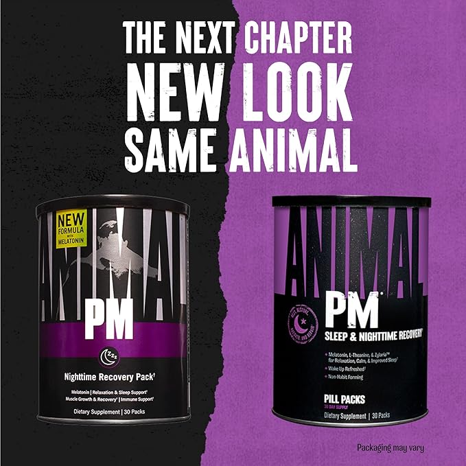 Animal PM - Sleep Aid for Adults Non-Habit Forming Relaxation Enhancer and Mood Support with Melatonin, L-Theanine, Zylaria, Zinc, Magnesium, Vitamin B6, GABA + AKG Anabolic Stack Supply, 30 Count