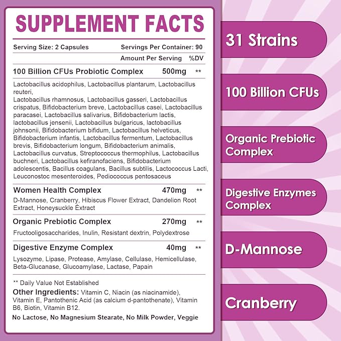 Probiotics for Women Digestive Health, 100 180 Veggie