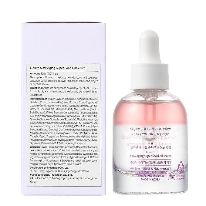 Slow Aging Super Food Oil Serum 1.01 fl. oz - Superfood Oil Serum - Anti-Aging & Hydration - Enhances Elasticity & Radiance - Nutrient-Rich Moisturizing Blend - Korean Skin Care